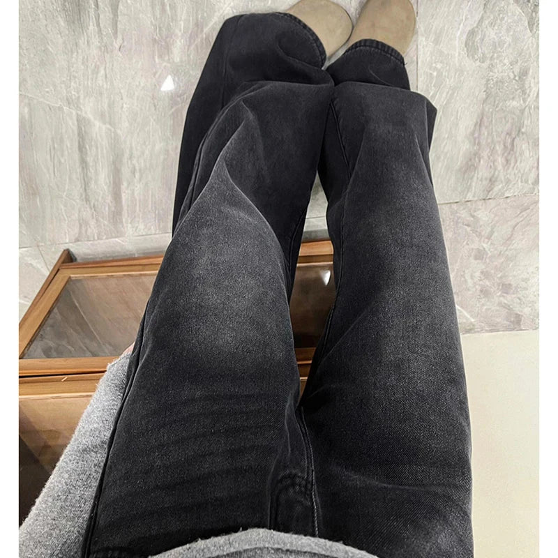 Loose Wide Leg Jeans Women's High Waist Straight Leg Jeans Casual Style Anti-Wrinkle Comfortable Fit for Pear Shaped Body