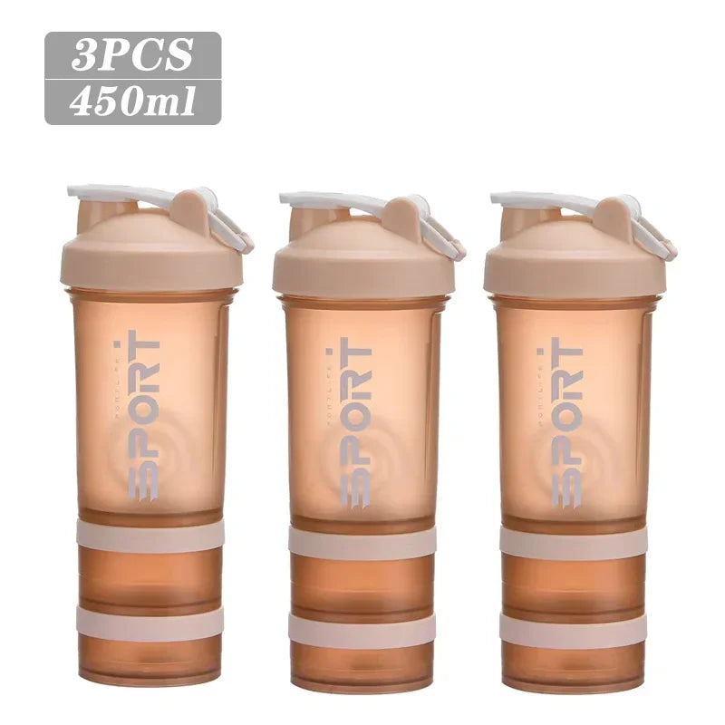 Spor Su Şişesi - 3 Katmanlı Protein Şeyker Sızdırmaz BPA Free