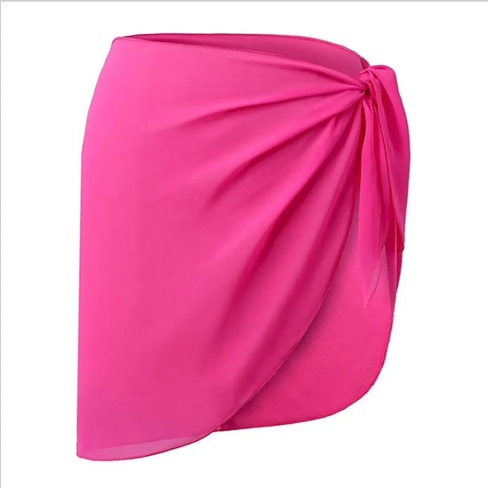 Women Summer Beach Short Sarongs Swimsuit Coverups Bikini Wrap Sheer Short Skirt Chiffon Scarf Cover Ups for Swimwear