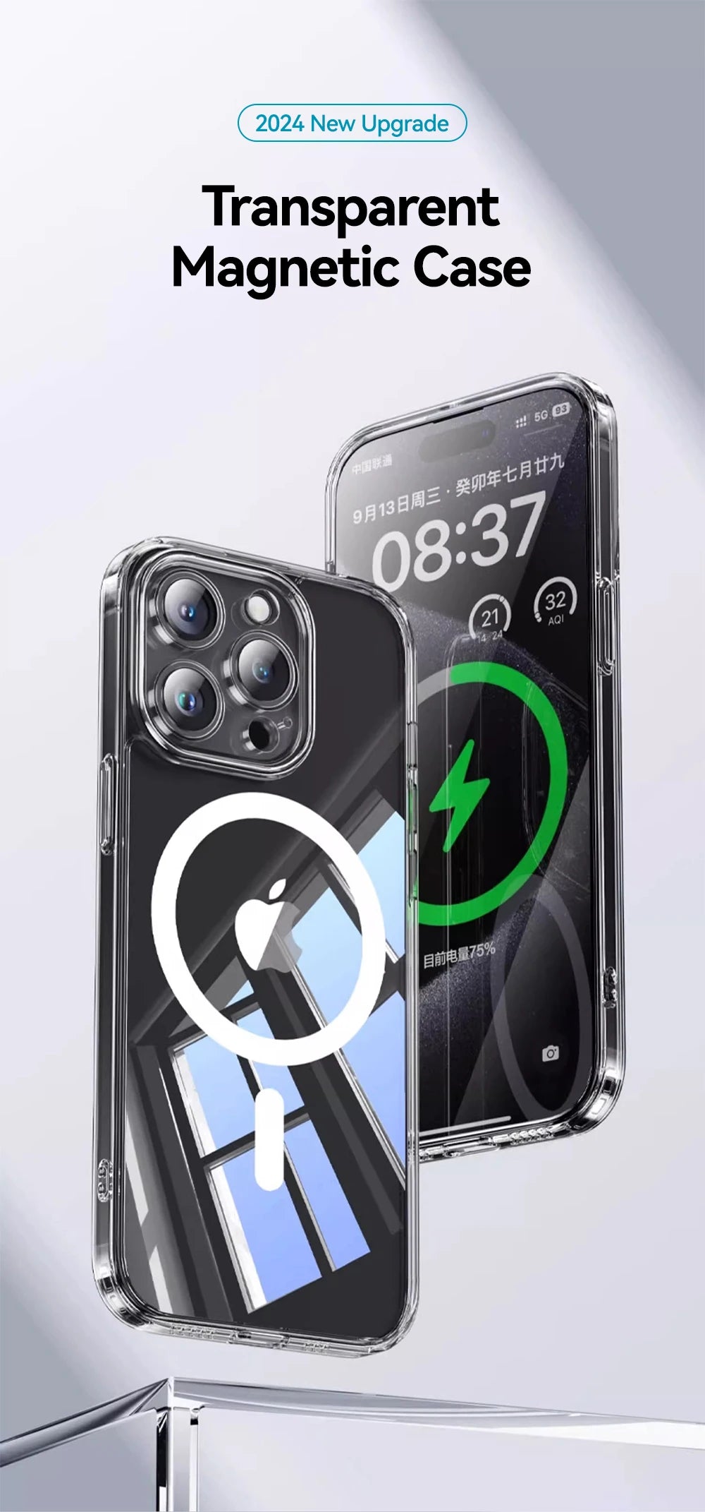 iPhone 16-12 Serisi Manyetik Şeffaf Telefon Kılıfı | Sararmaz | İnce