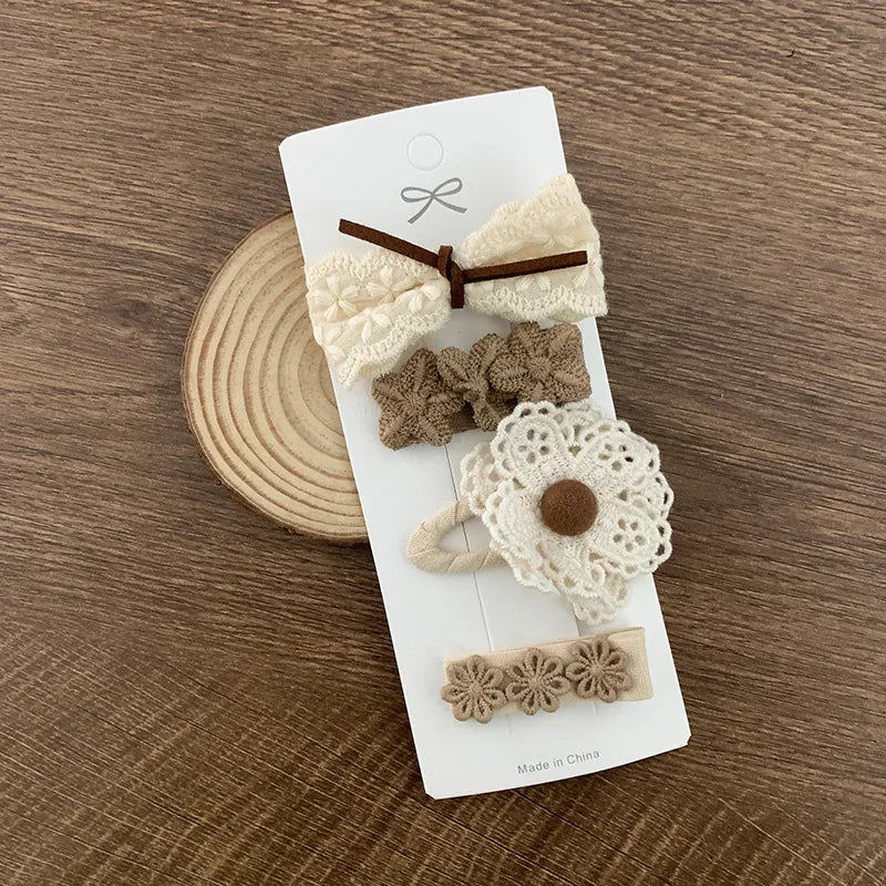 4'lü Bebek Dantel Çiçek Saç Tokası | Prenses Toka | Doğum Günü Hediyesi | 0-3 Yaş
