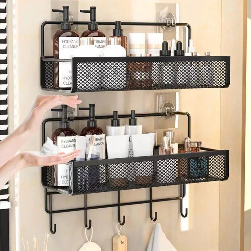 Asılır Duvara Monte Depolama Rafı | Delme Gerektirmez | Banyo & Mutfak Sepeti