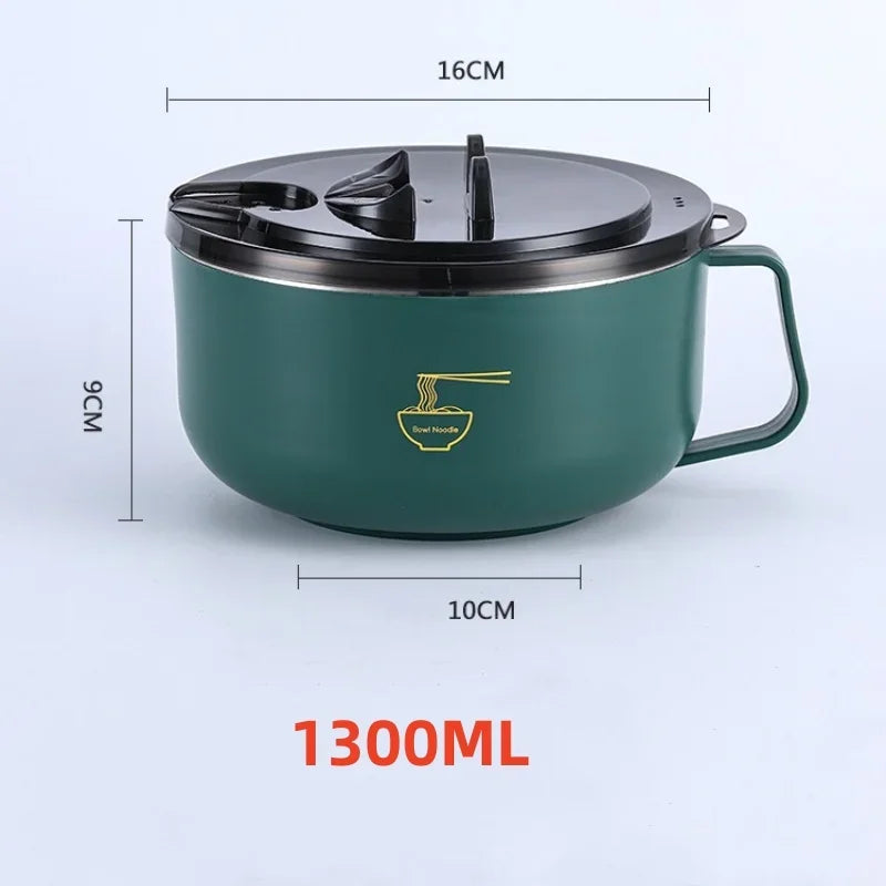 304 Paslanmaz Çelik Ramen Kase | Kapakalı | Isıya Dayanıklı | 1000ml & 1300ml