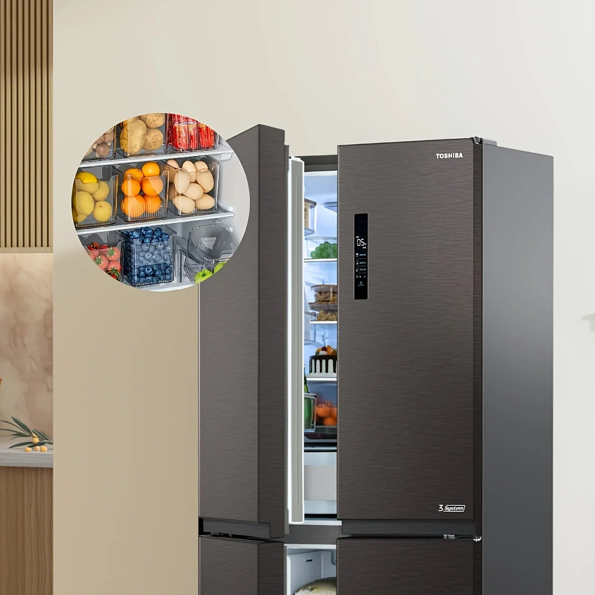 BPA-Free Buzdolabı Kapı Organizatörü 3'lü Set | Şeffaf | Taze Saklama