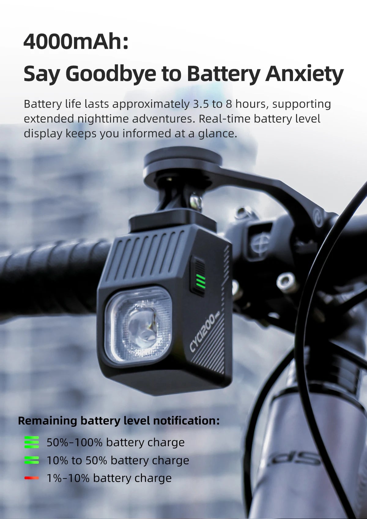 CYCLAMI 1200 Lümen Bisiklet Farı | Kablosuz Kumanda | 4000mAh Ön Lamba