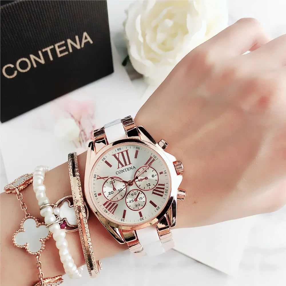 CONTENA Top Brand Luxury Watches for Women Fashion Creative Steel Bracelet Women's Watches Ladies Quartz Watch Reloj Mujer
