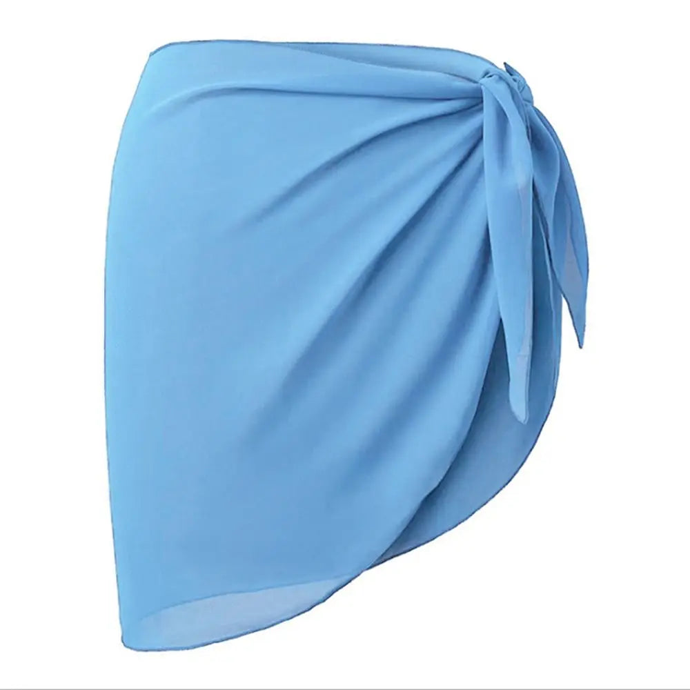 Women Summer Beach Short Sarongs Swimsuit Coverups Bikini Wrap Sheer Short Skirt Chiffon Scarf Cover Ups for Swimwear