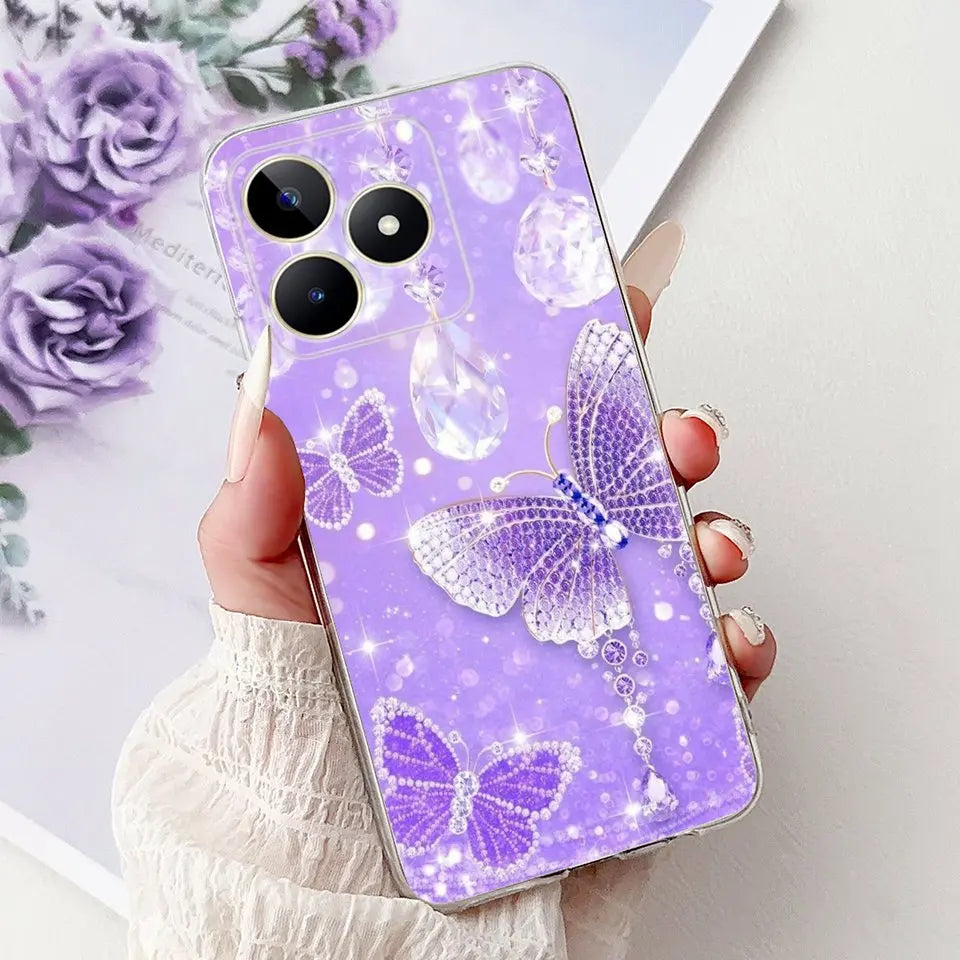 Realme C51 / C53 / C55 / C65 / C67 Şeffaf Karikatür Telefon Kılıfı