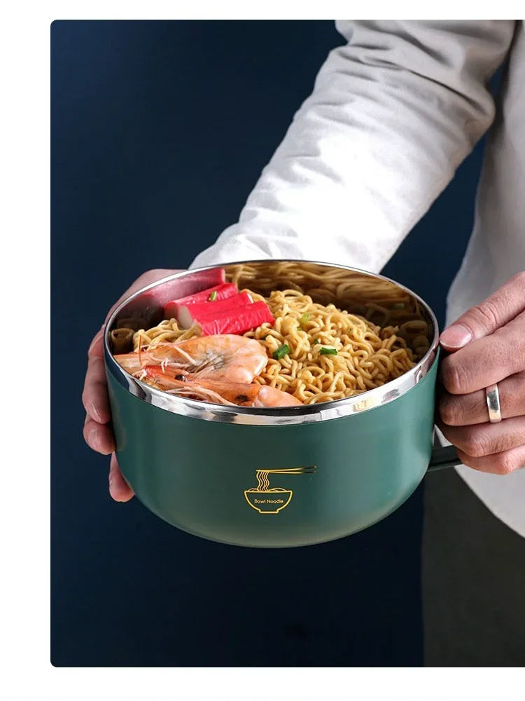 304 Paslanmaz Çelik Ramen Kase | Kapakalı | Isıya Dayanıklı | 1000ml & 1300ml
