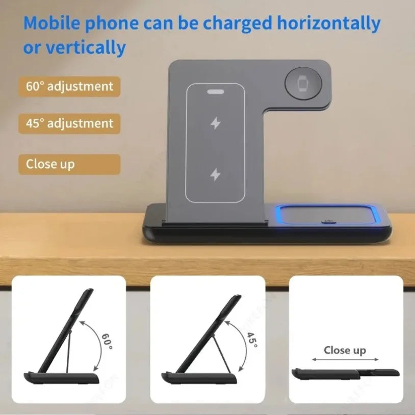 3'ü 1 Arada 30W Katlanabilir Kablosuz Şarj İstasyonu | iPhone & iWatch & AirPods Uyumlu