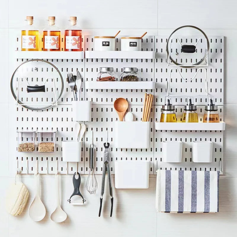 Pegboard Aksesuar Seti | Deliksiz Duvara Monte | Mutfak Garaj Organizasyon