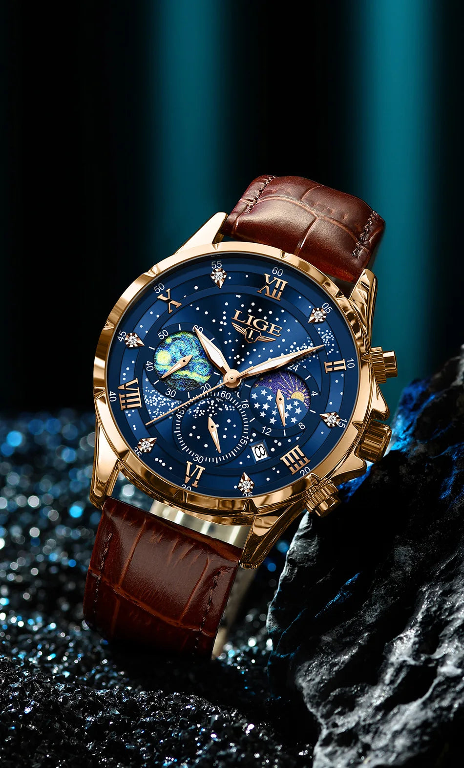 LIGE Men Watches Casual Sport Watch Men Luxury Waterproof Date Watches Luminous Chronograph Wristwatch Male Quartz Leather Clock