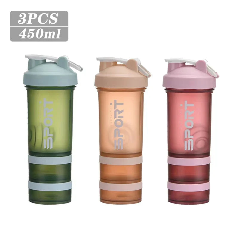 Spor Su Şişesi - 3 Katmanlı Protein Şeyker Sızdırmaz BPA Free