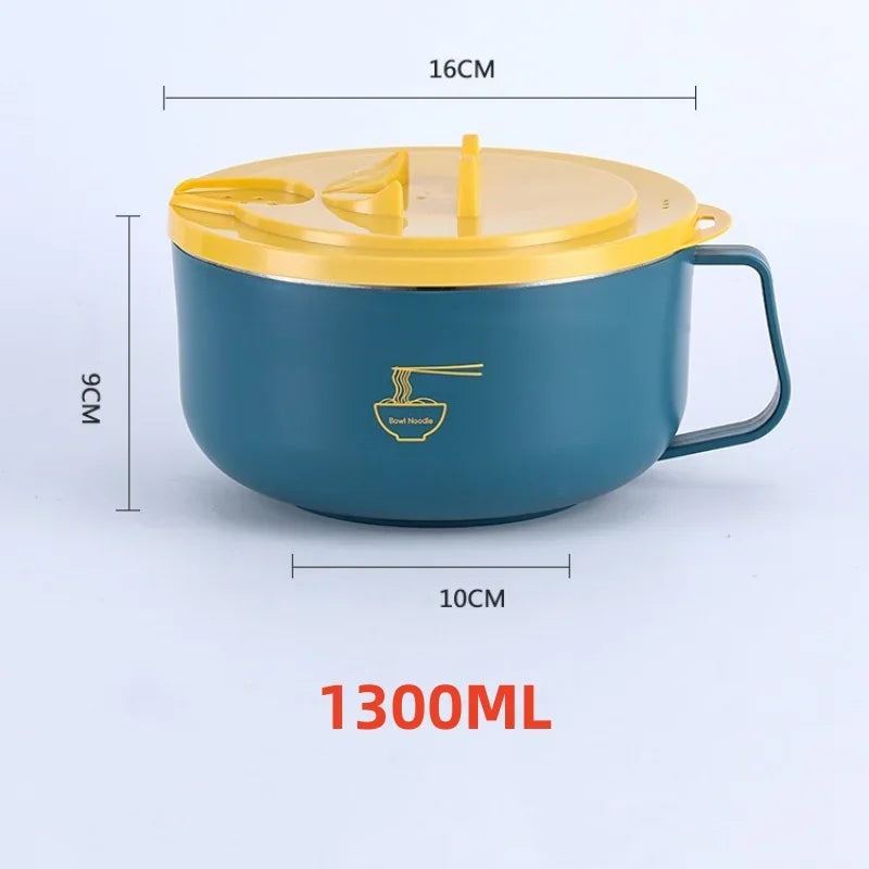 304 Paslanmaz Çelik Ramen Kase | Kapakalı | Isıya Dayanıklı | 1000ml & 1300ml