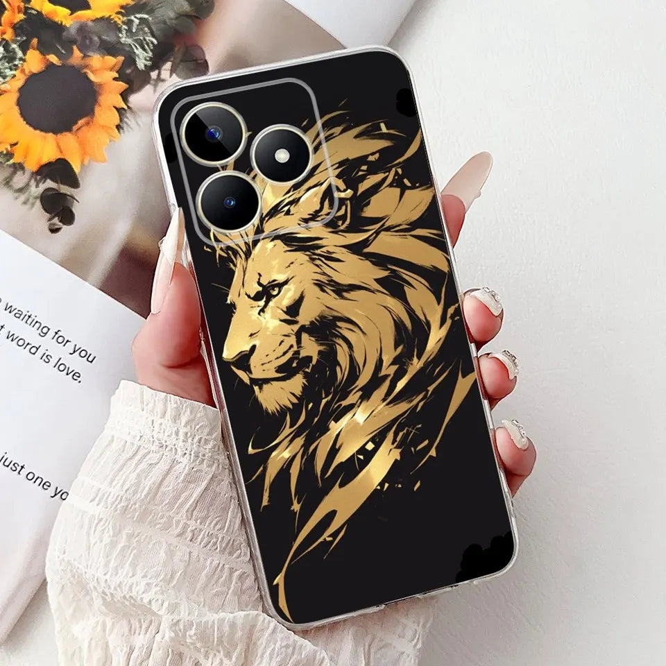 Realme C51 / C53 / C55 / C65 / C67 Şeffaf Karikatür Telefon Kılıfı