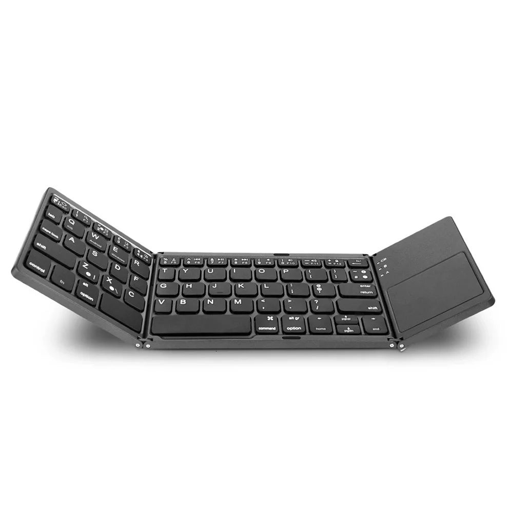 Triple Folding Wireless Keyboard Slim Touchpad Bluetooth Keyboard Rechargeable Foldable Keyboard for Tablet Laptop
