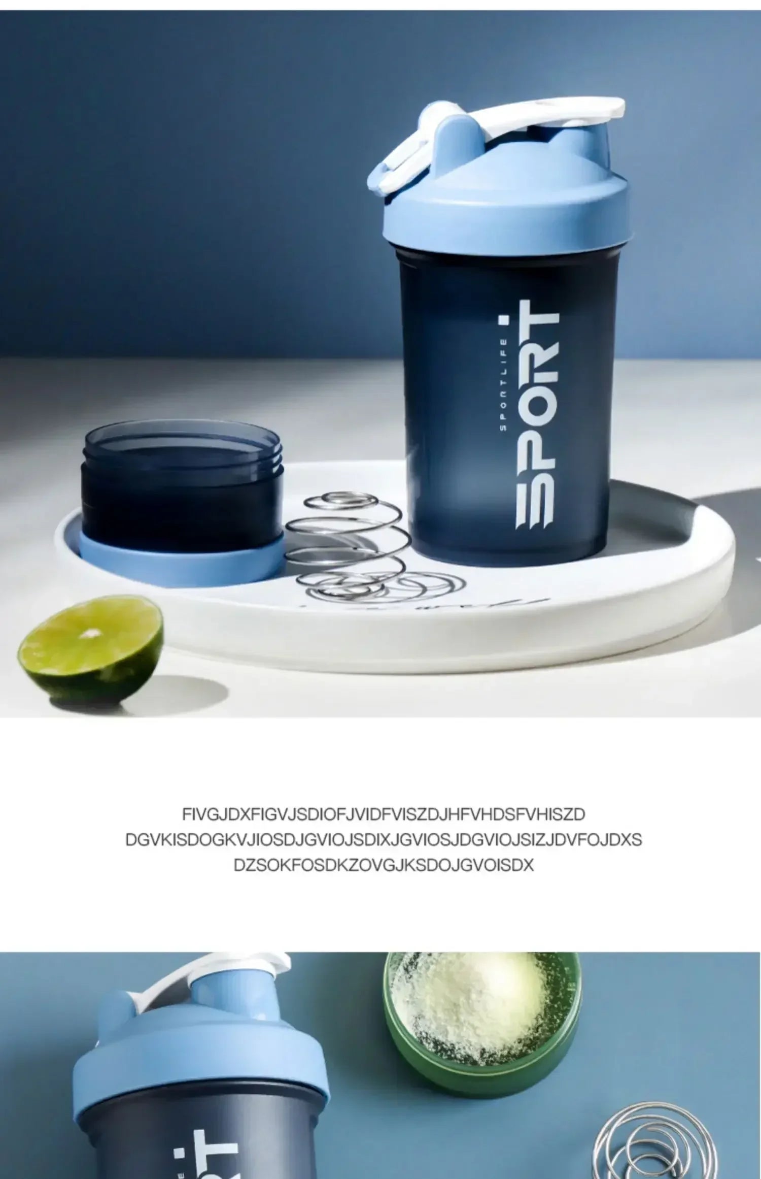 Spor Su Şişesi - 3 Katmanlı Protein Şeyker Sızdırmaz BPA Free