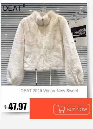 DEAT 2025 Winter New Fashion Heavy Industry Colorful Sequin Stand Collar Warm Jacket For Women Cotton-padded Coat 11A07258