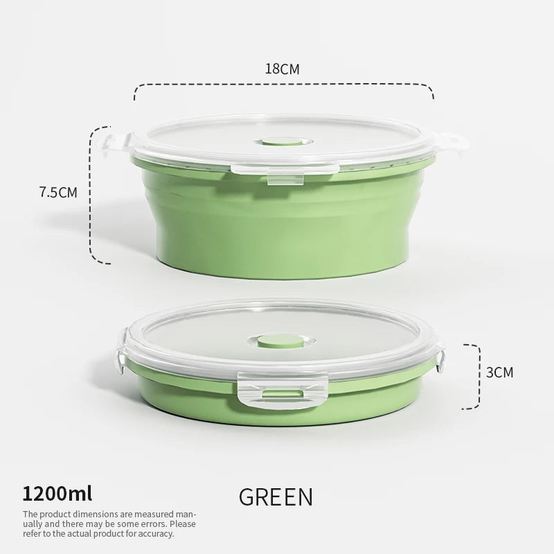 Katlanabilir Silikon Bento Kutusu | Kapakalı | 350ml-1200ml | Dondurucu Uyumlu