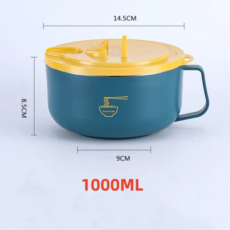 304 Paslanmaz Çelik Ramen Kase | Kapakalı | Isıya Dayanıklı | 1000ml & 1300ml