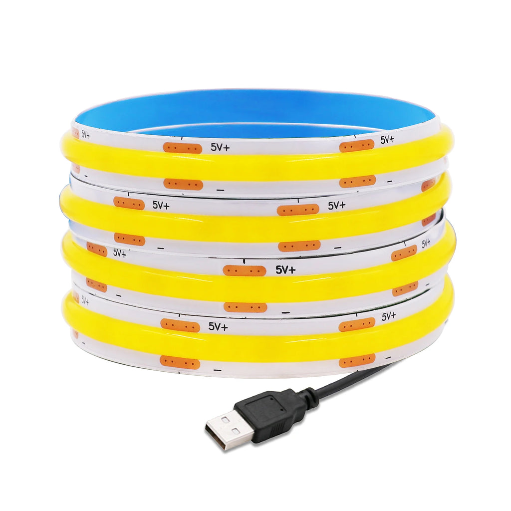 USB COB Strip Light 5V | 320 LED/m | Flexible Adhesive Tape | TV Backlighting