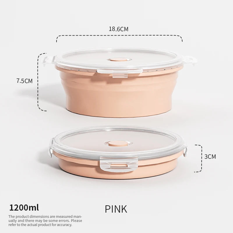 Katlanabilir Silikon Bento Kutusu | Kapakalı | 350ml-1200ml | Dondurucu Uyumlu