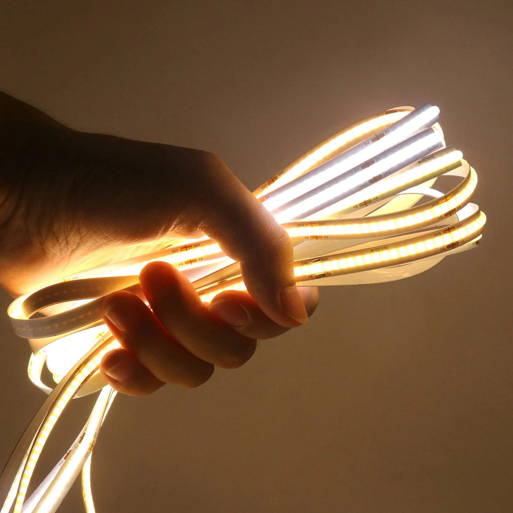 5V COB LED Şerit Işık | 3AA Pilli | Esnek Yapışkanlı Bant | Dolap Aydınlatma