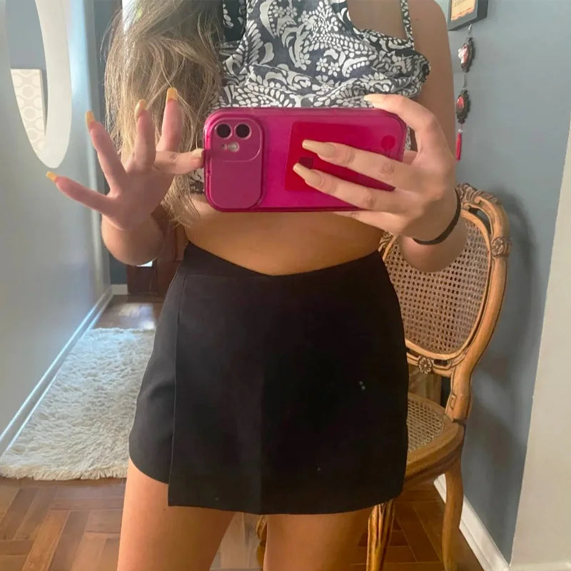 HXAO Shorts Women 2024 Summer Elegant Casual Party Skirt Shorts Ladies Fashion White Khaki Black Short Skirt Pants For Female