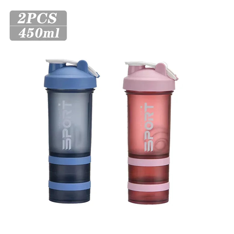 Spor Su Şişesi - 3 Katmanlı Protein Şeyker Sızdırmaz BPA Free