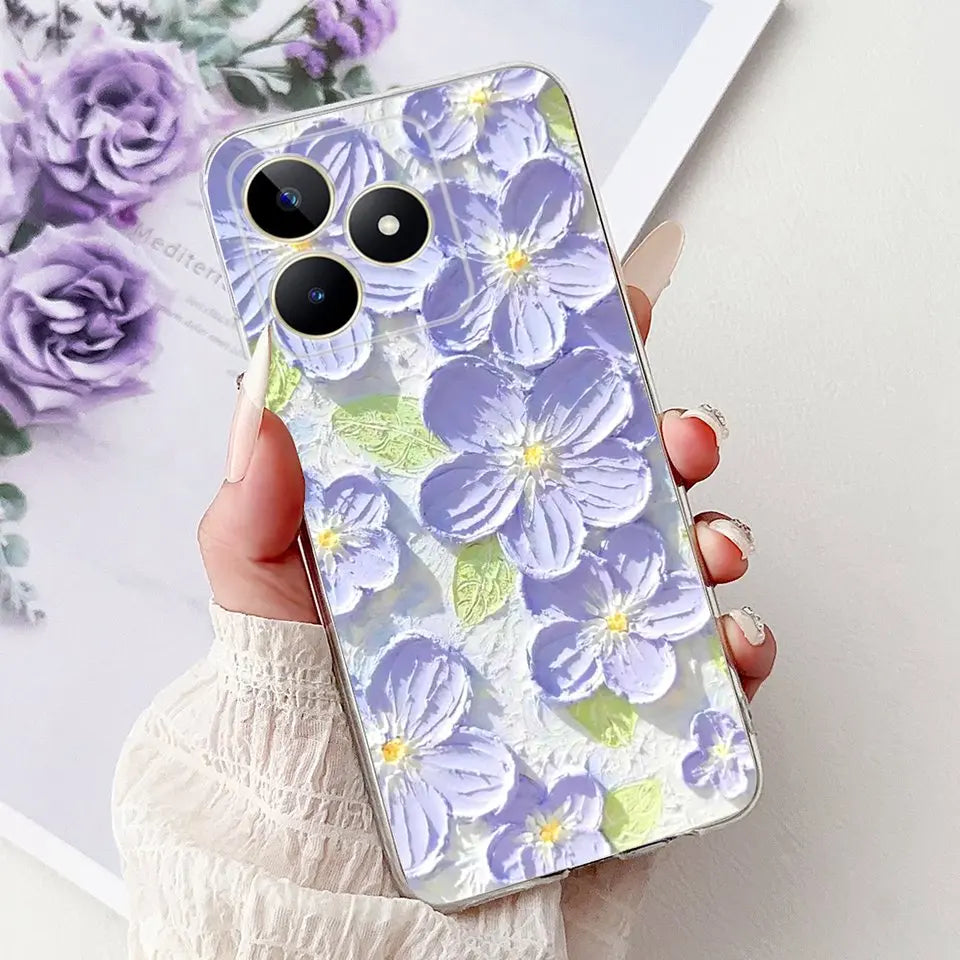 Realme C51 / C53 / C55 / C65 / C67 Şeffaf Karikatür Telefon Kılıfı