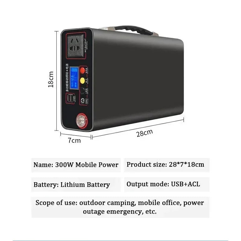300W Taşınabilir Güç İstasyonu | 220V Solar Jenerator | LiFePO4 Kamp