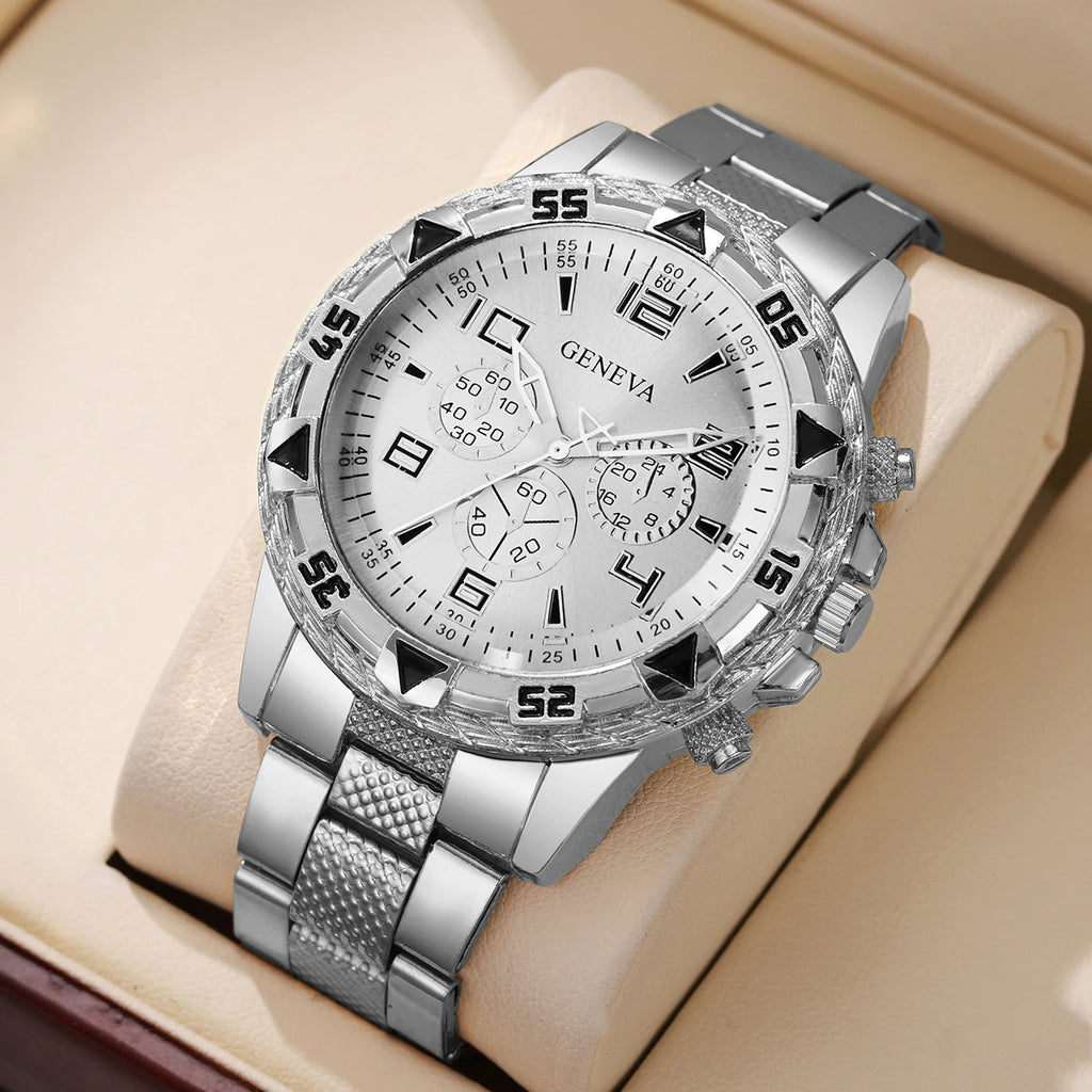 1/4PCS Luxury Big Dial Mens Quartz Watches Fashion Men Business Watch CLock Gift Reloj Hombre（Without Box）