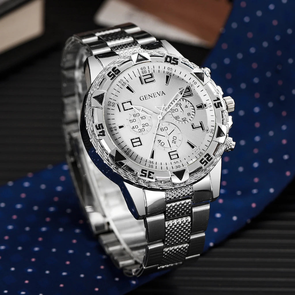 1/4PCS Luxury Big Dial Mens Quartz Watches Fashion Men Business Watch CLock Gift Reloj Hombre（Without Box）