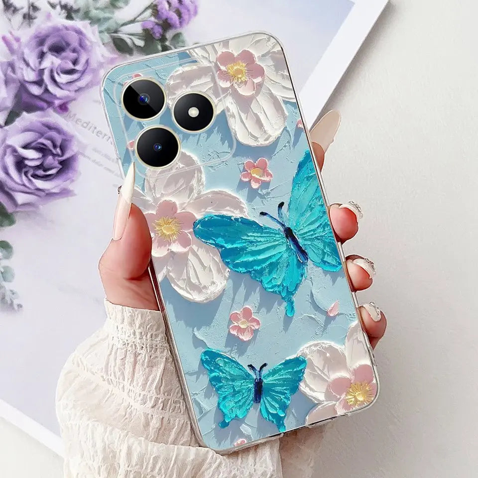 Realme C51 / C53 / C55 / C65 / C67 Şeffaf Karikatür Telefon Kılıfı