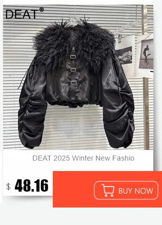 DEAT 2025 Winter New Fashion Heavy Industry Colorful Sequin Stand Collar Warm Jacket For Women Cotton-padded Coat 11A07258