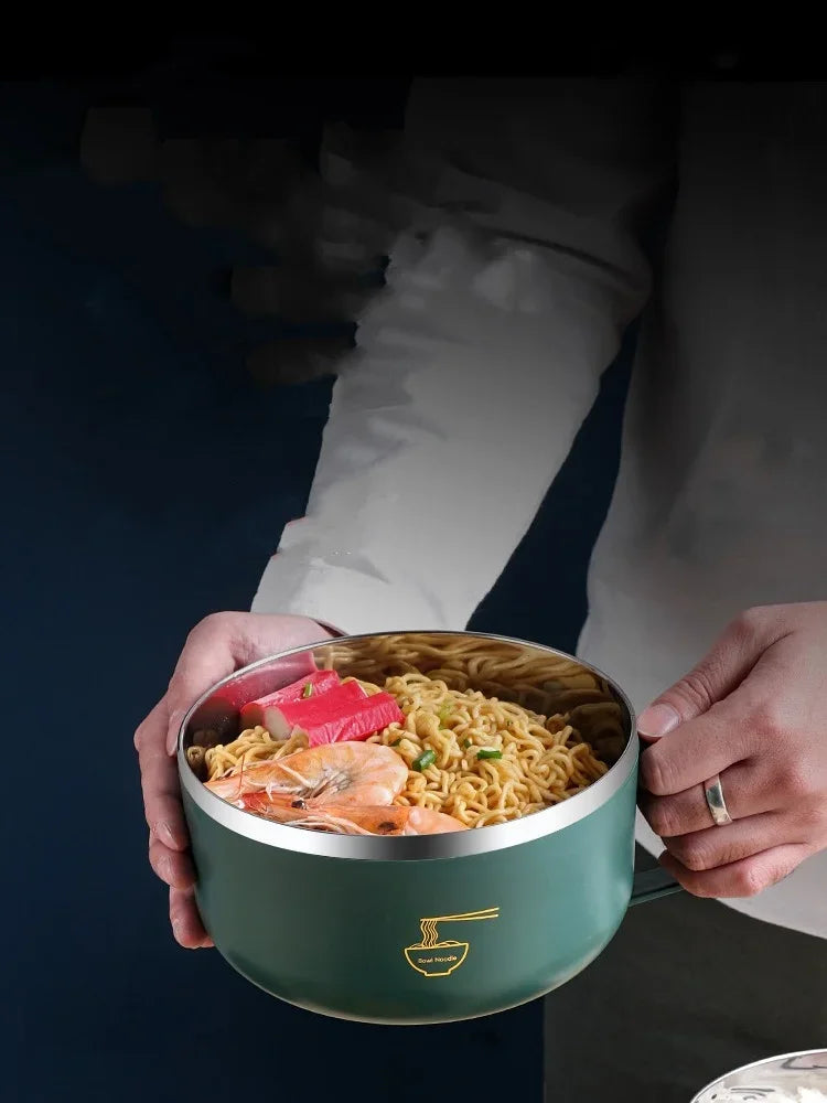 304 Paslanmaz Çelik Ramen Kase | Kapakalı | Isıya Dayanıklı | 1000ml & 1300ml