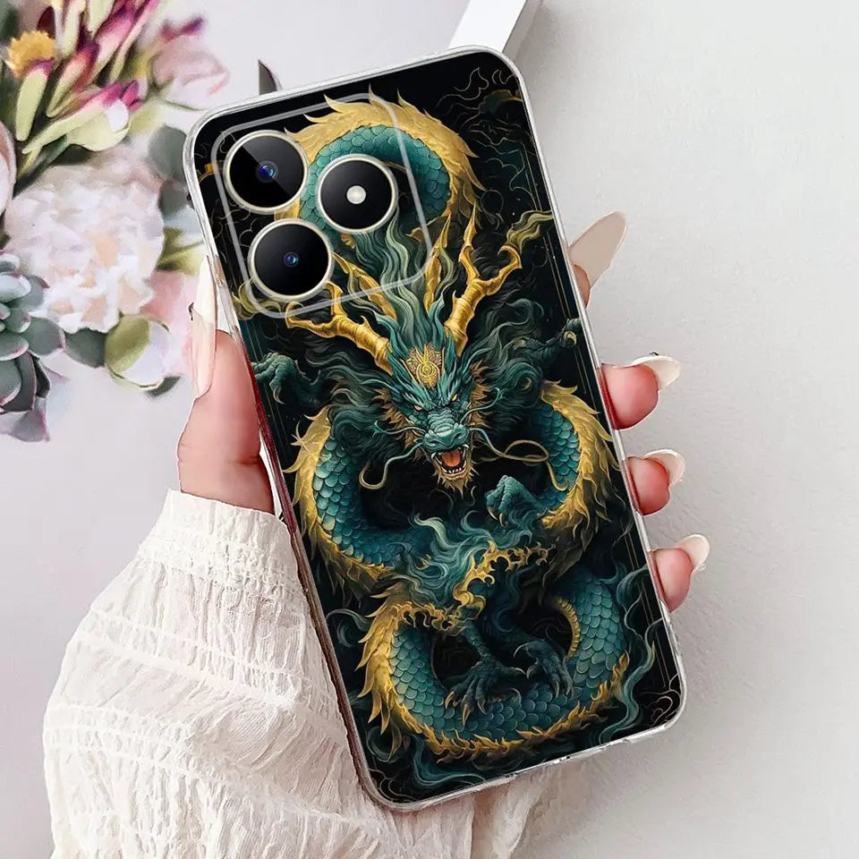 Realme C51 / C53 / C55 / C65 / C67 Şeffaf Karikatür Telefon Kılıfı