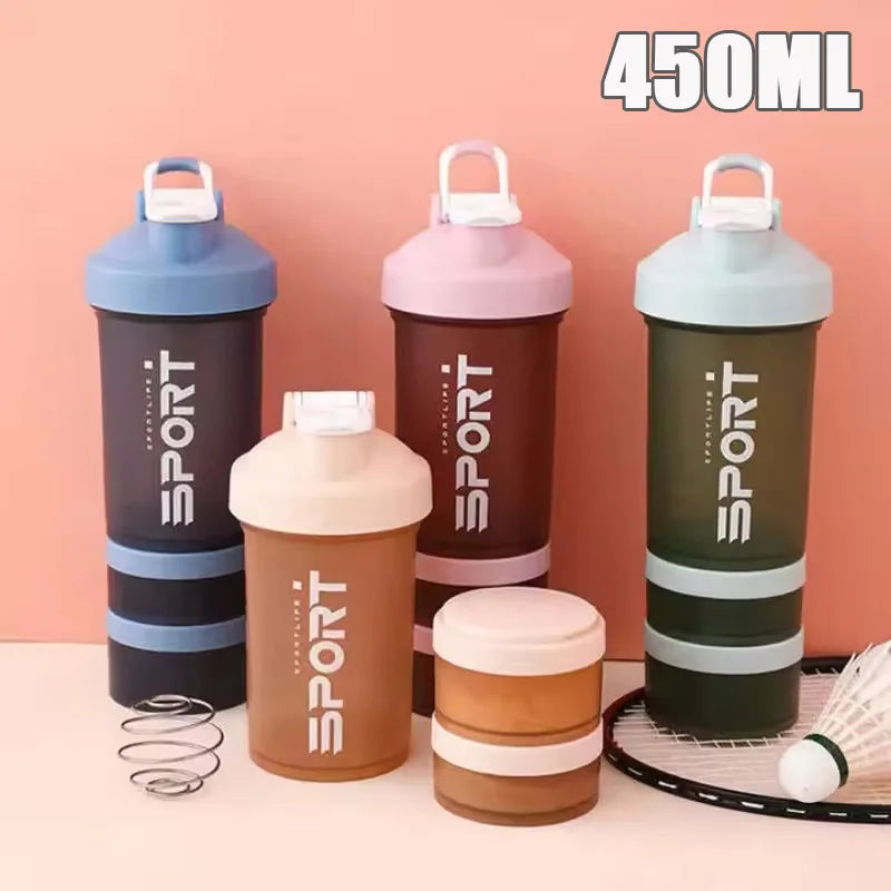 Spor Su Şişesi - 3 Katmanlı Protein Şeyker Sızdırmaz BPA Free