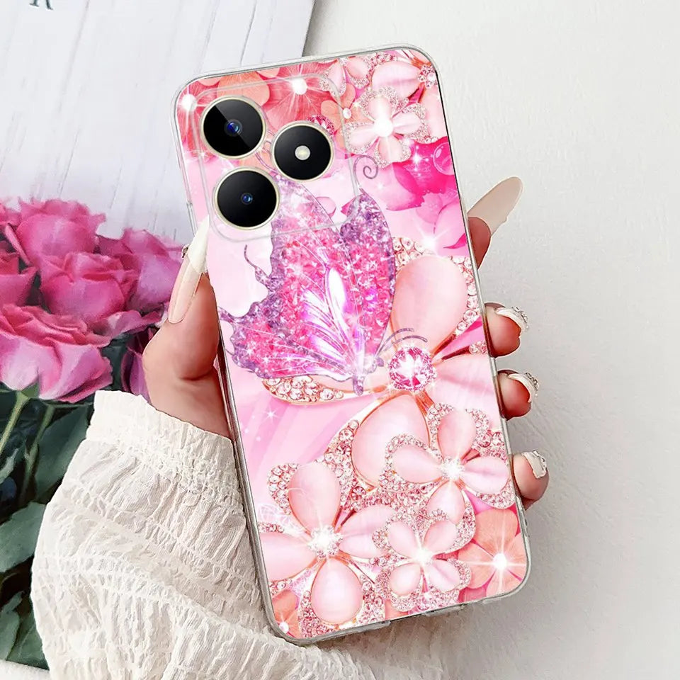 Realme C51 / C53 / C55 / C65 / C67 Şeffaf Karikatür Telefon Kılıfı
