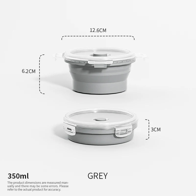 Katlanabilir Silikon Bento Kutusu | Kapakalı | 350ml-1200ml | Dondurucu Uyumlu