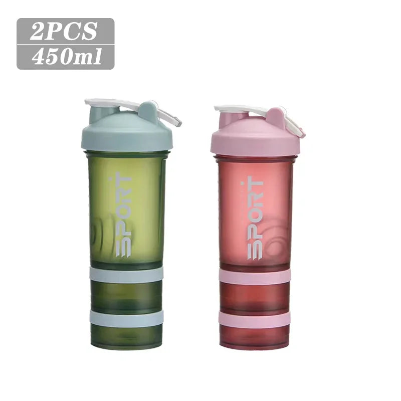 Spor Su Şişesi - 3 Katmanlı Protein Şeyker Sızdırmaz BPA Free