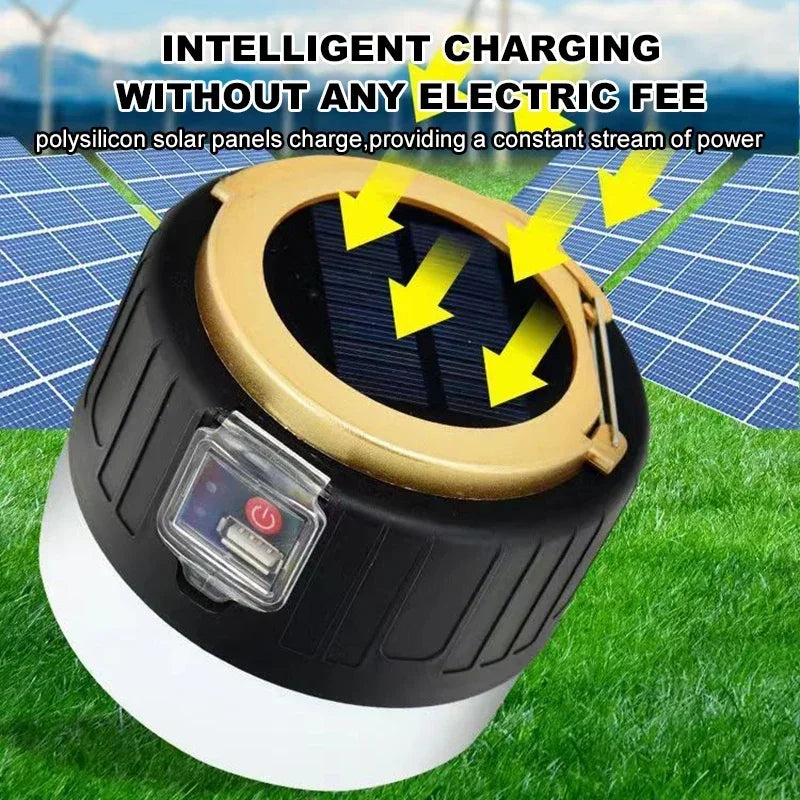 1000W Solar LED Kamp Lambası | USB Şarjlı | Acil Durum Feneri