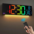 Büyük Dijital Duvar Saati | LED Ekran | Uzaktan Kumandalı | 8 RGB Renk | Çift Alarm