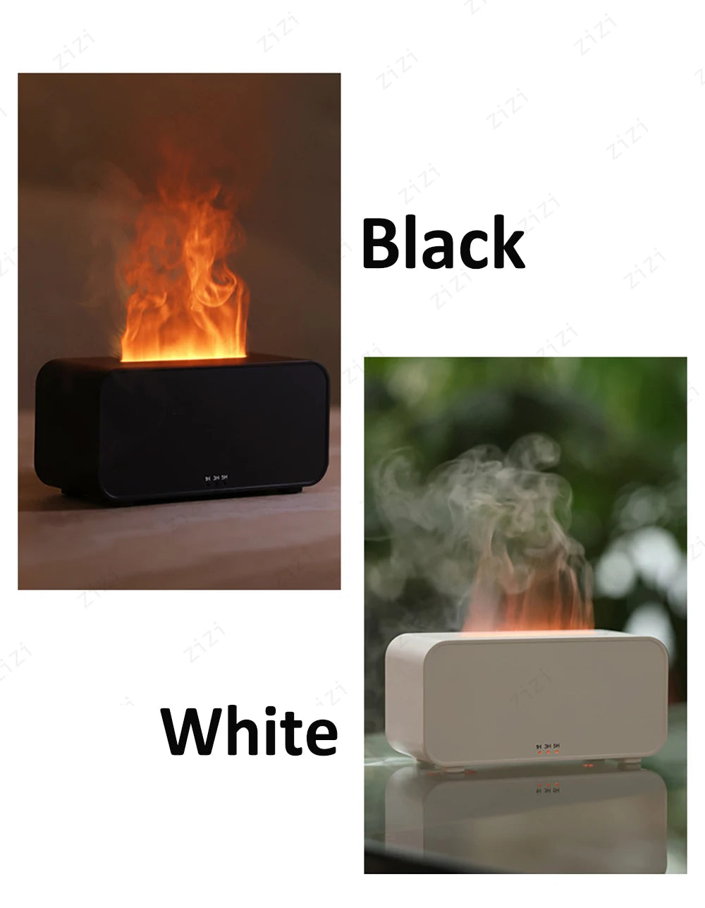 Renkli Alev Efektli Aroma Difüzörü | LED Işıklı Mini Nemlendirici