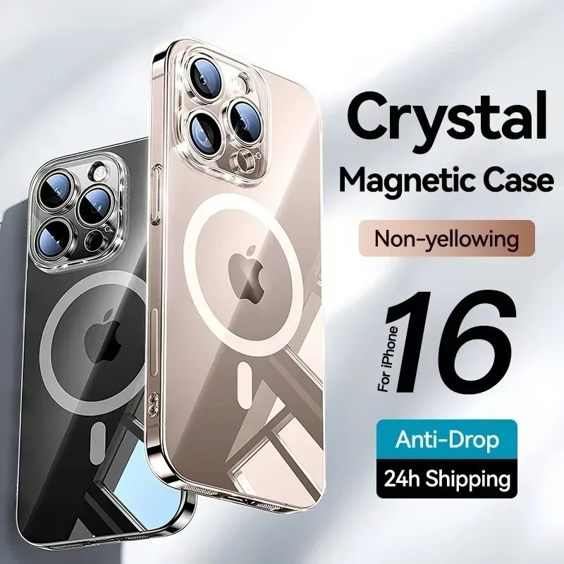 iPhone 16-12 Serisi Manyetik Şeffaf Telefon Kılıfı | Sararmaz | İnce