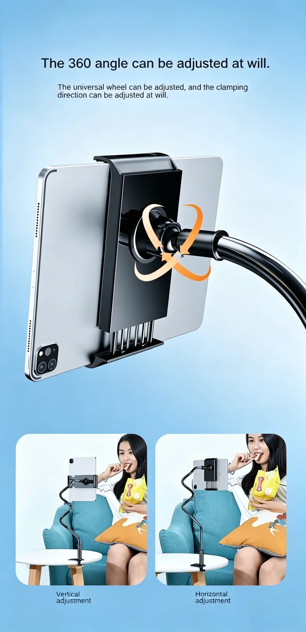 Uzun Kollu Ayarlanabilir Yatak Başı Telefon Tutucu Stand | Eller Serbest