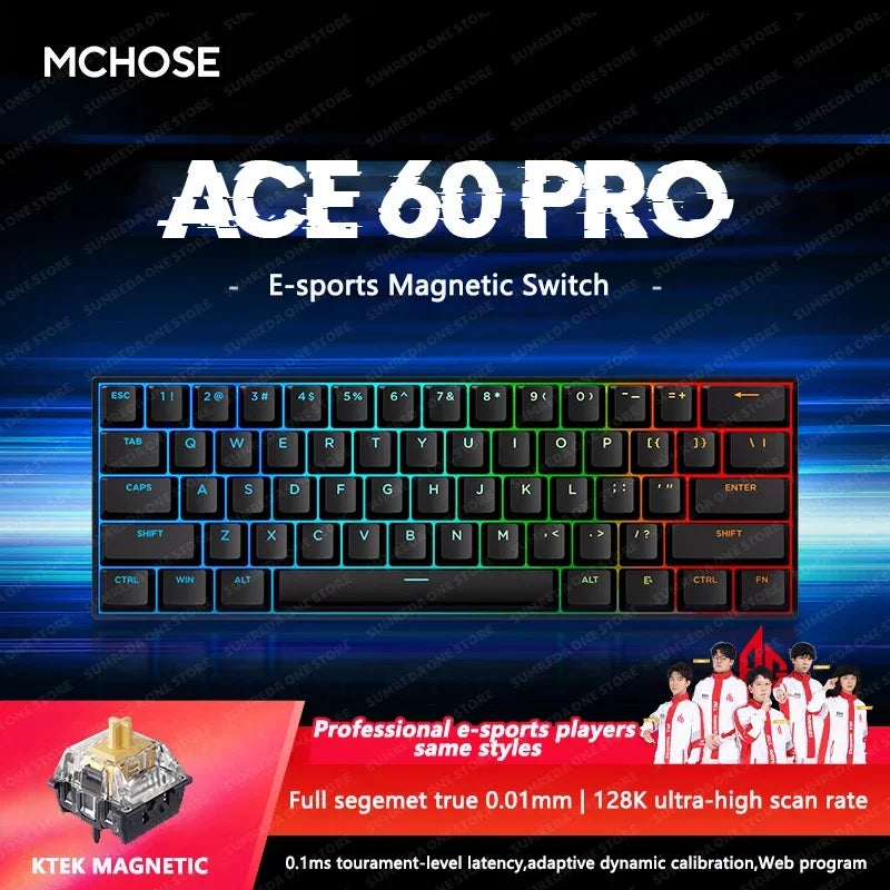 Mchose Ace 68/60 Pro Manyetik Gaming Klavye | 8K Hızlı Tetik | 0.005mm
