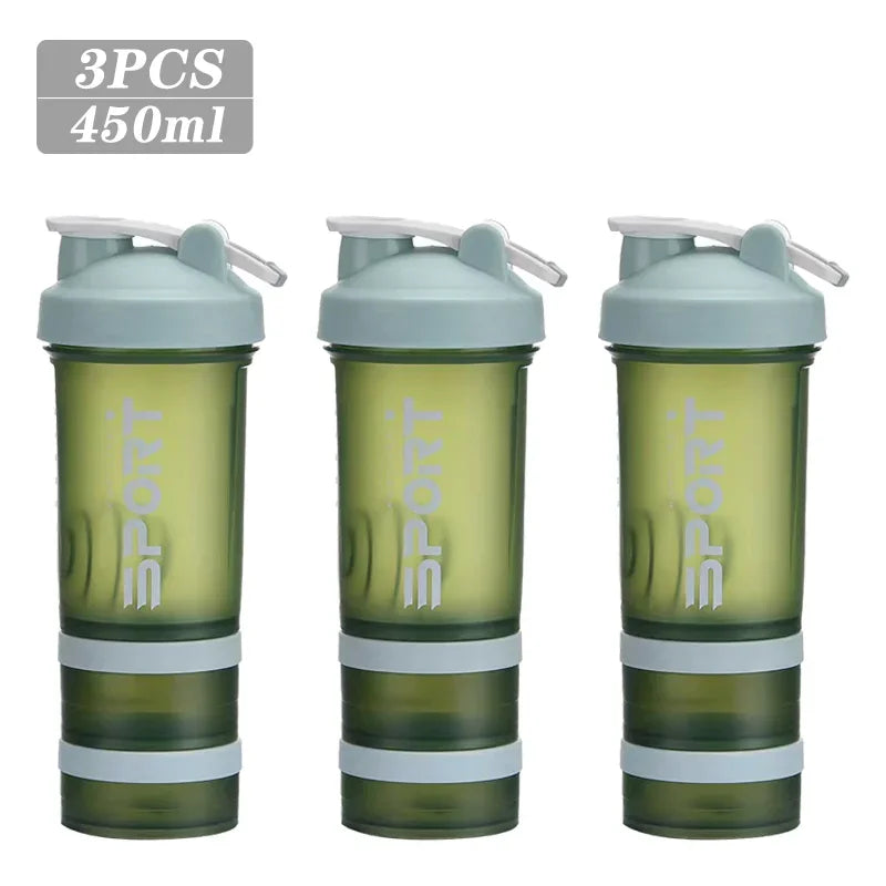 Spor Su Şişesi - 3 Katmanlı Protein Şeyker Sızdırmaz BPA Free