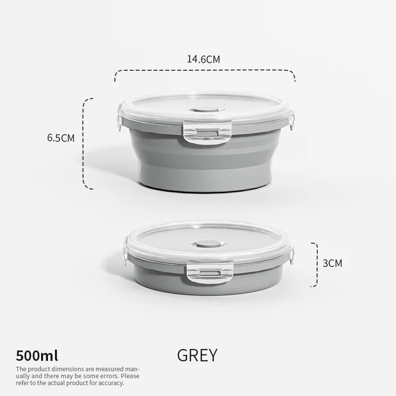 Katlanabilir Silikon Bento Kutusu | Kapakalı | 350ml-1200ml | Dondurucu Uyumlu