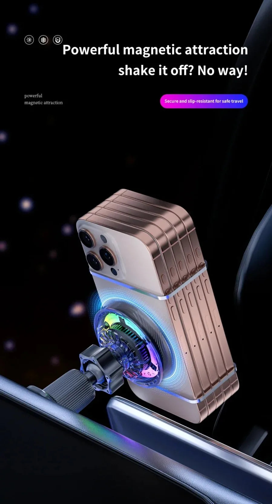 Qi2 25W Manyetik Araç İçi Kablosuz Şarj | RGB Aydınlatma | iPhone MagSafe Uyumlu